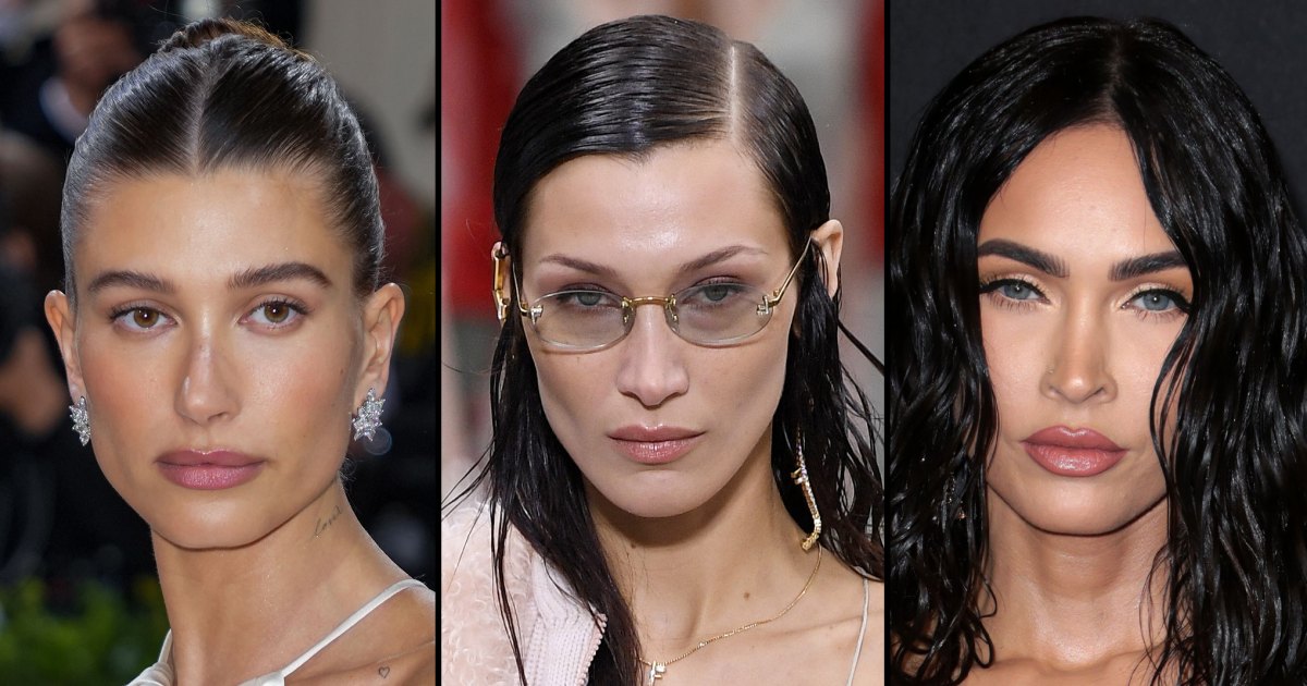 Celebrities with Wet Look Hair Slicked Back Styles