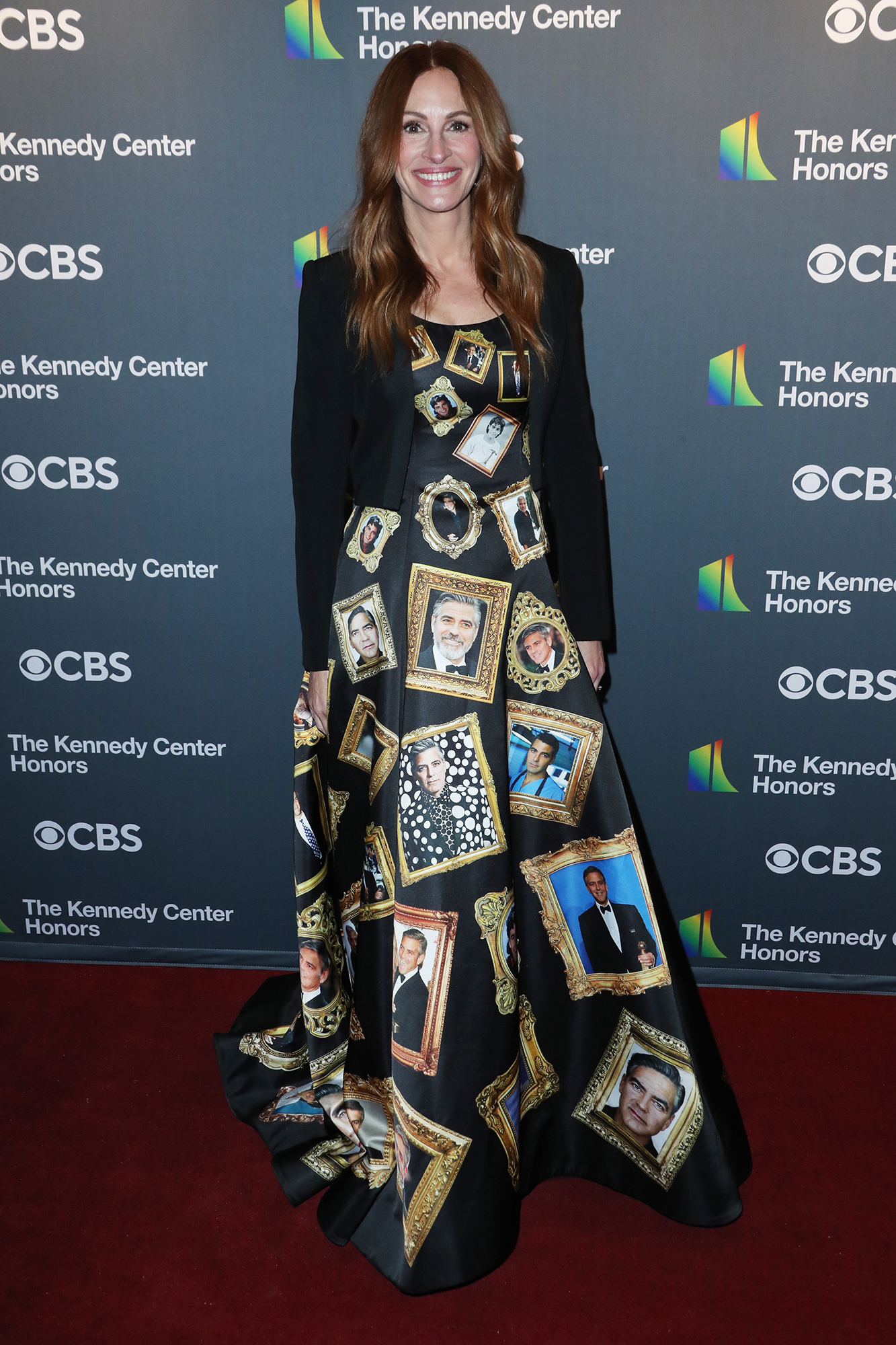 Julia Roberts Wears Dress Covered in George Clooney Pics