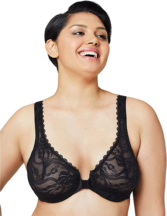 Plus Size Underwire Bra Front Closure Back Smoothing Seamless Cups