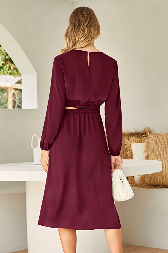 Prettygarden Simple Cutout Midi Dress 'Works Any Time of Year