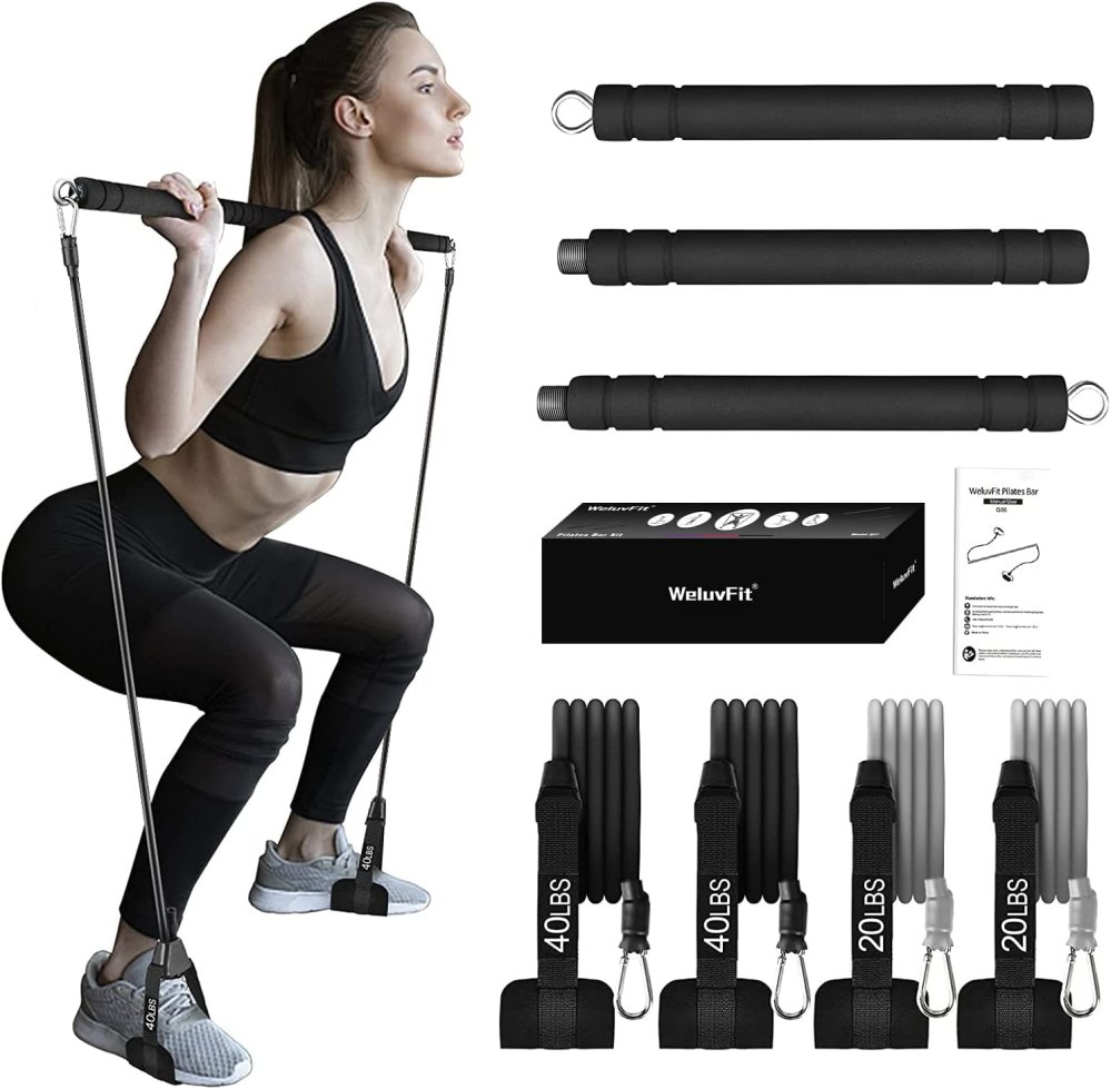 MYL Fitness Pilates Bar Kit with Resistance Bands Portable Gym and Home  Workout Equipment for Women and Men