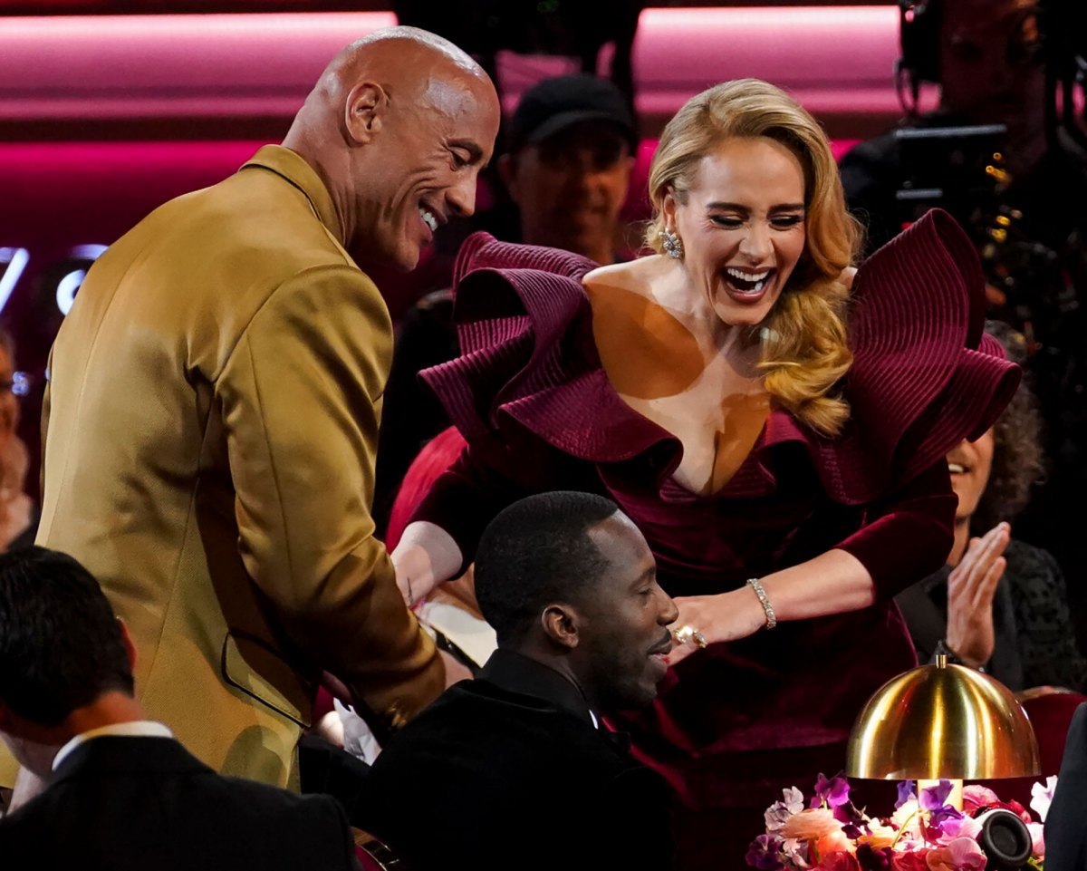 Grammys 2023 Adele Fangirls Over Dwayne 'The Rock' Johnson