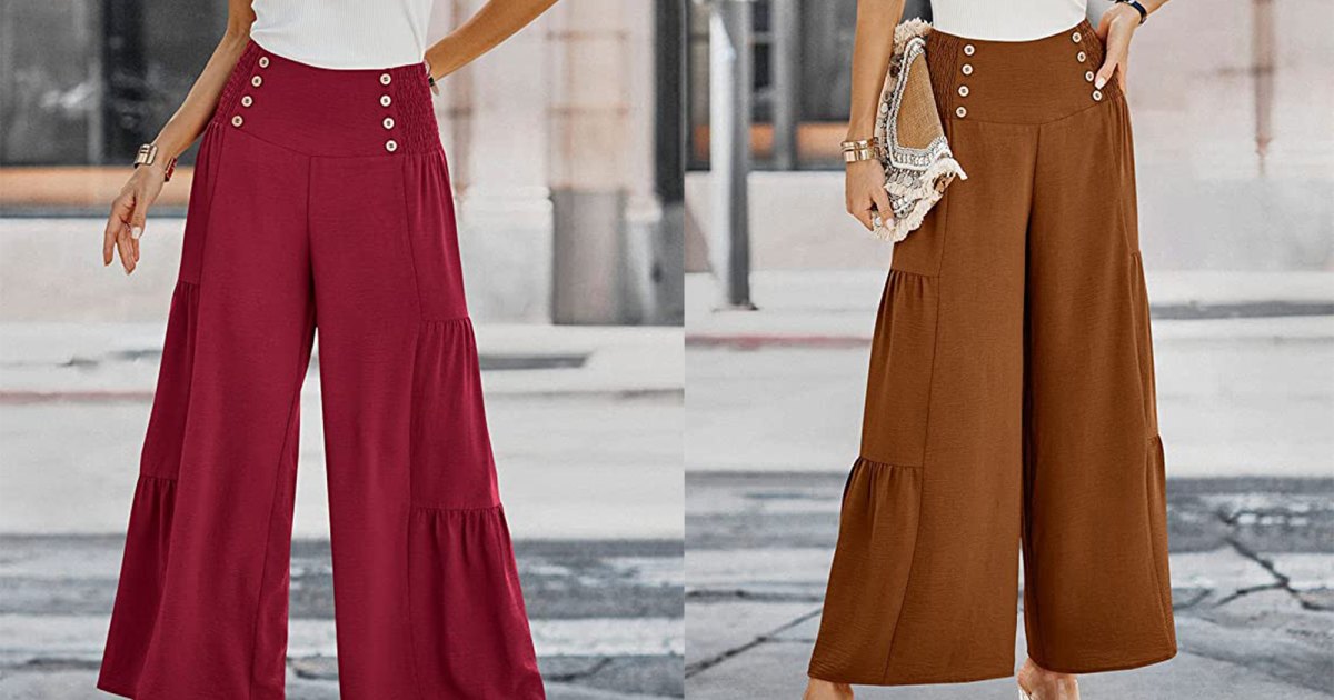 SELONE Palazzo Pants for Women Petite Formal Wide Leg Trendy Casual Summer  Long Pant Fashion Spring/ Versatile Pants for Everyday Wear Running Errands
