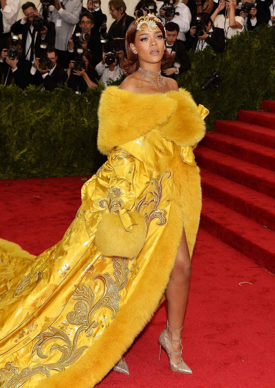 Rihanna Wows in Revealing Yellow Silk Robe