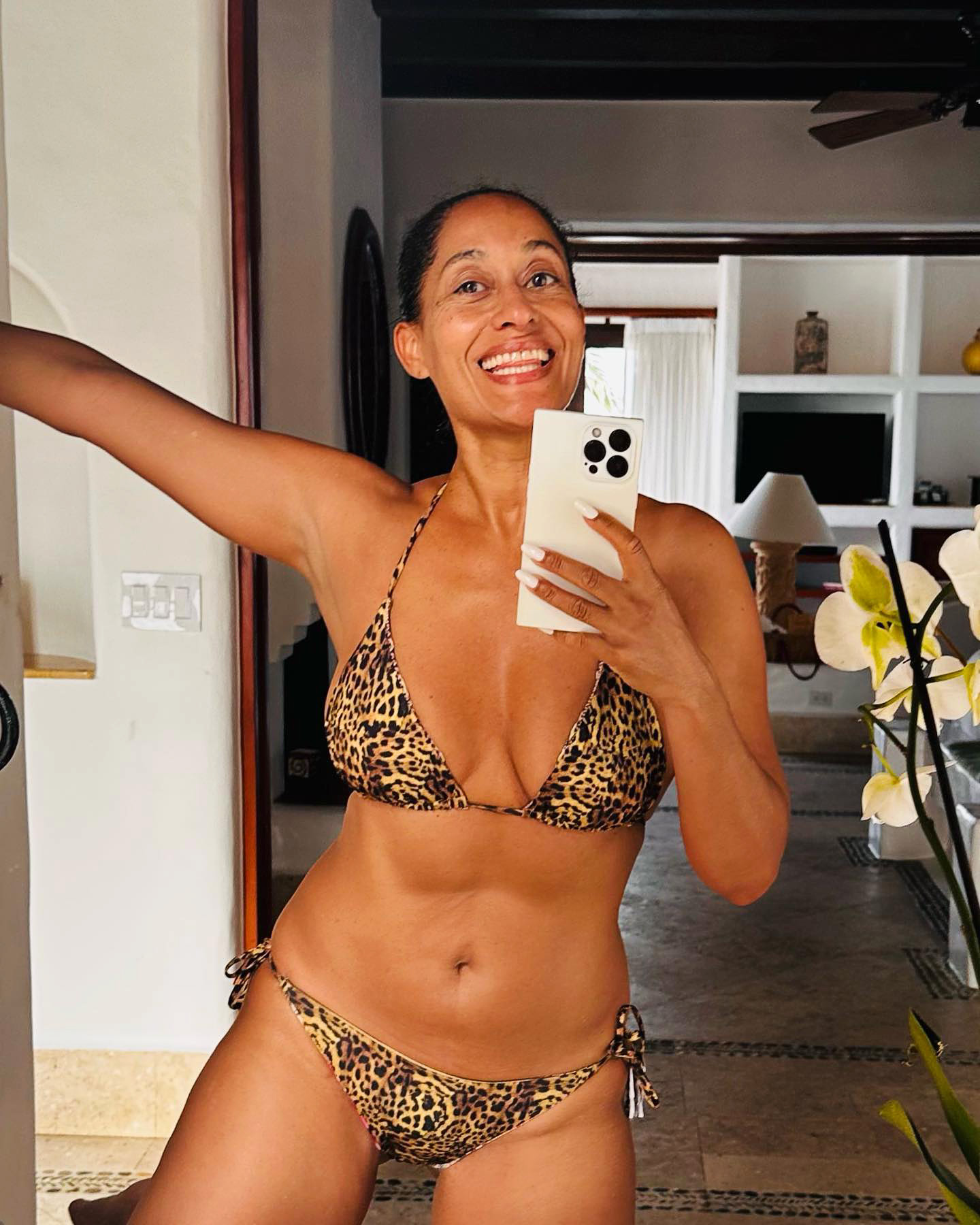 Tracee Ellis Ross Dazzles in Leopard Print Bikini Photos