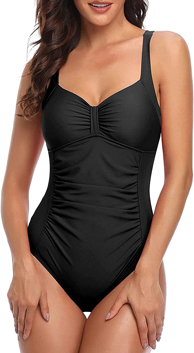 MIRACLE SUITE One Piece Gathered waist Rises Swimsuit Built in Bra Women  Size M