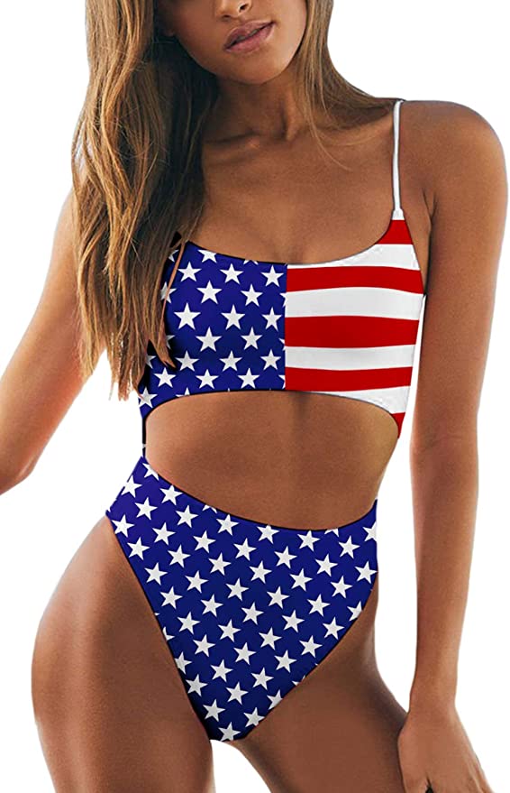  RAISEVERN American Flag Cover Up For Swimwear Women 4th Of  July Patriotic Striped Chiffon Bathing Suit Swimsuit Coverup Plus Size