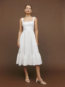 white linen dress