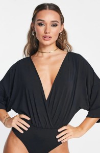 ASOS Angel Plunge Faux Wrap Bodysuit