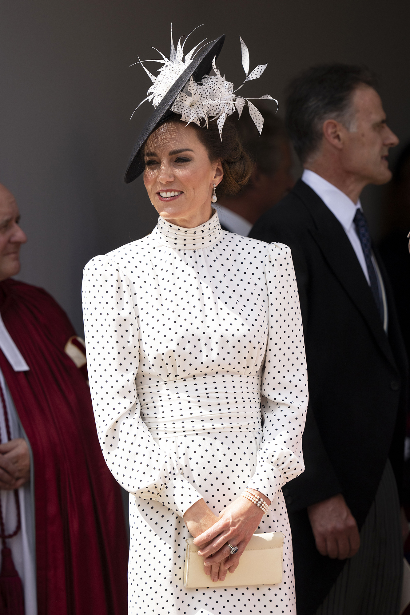 Kate Middleton Stuns in White Polka Dot Dress at Order of the Garter ...
