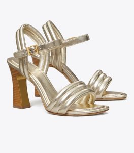 gold puffy heels