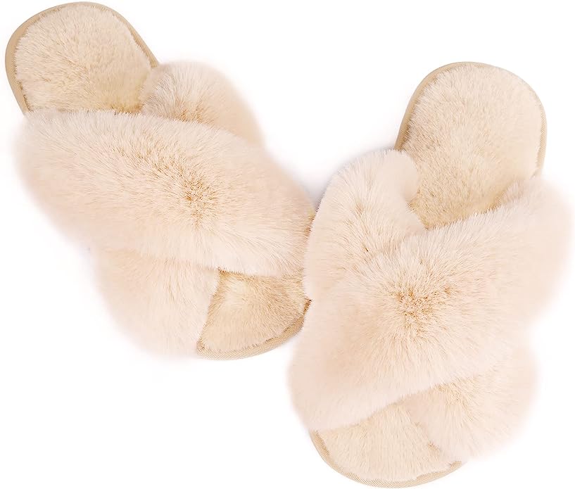 Ankis Women's Fuzzy Memory Foam Slippers