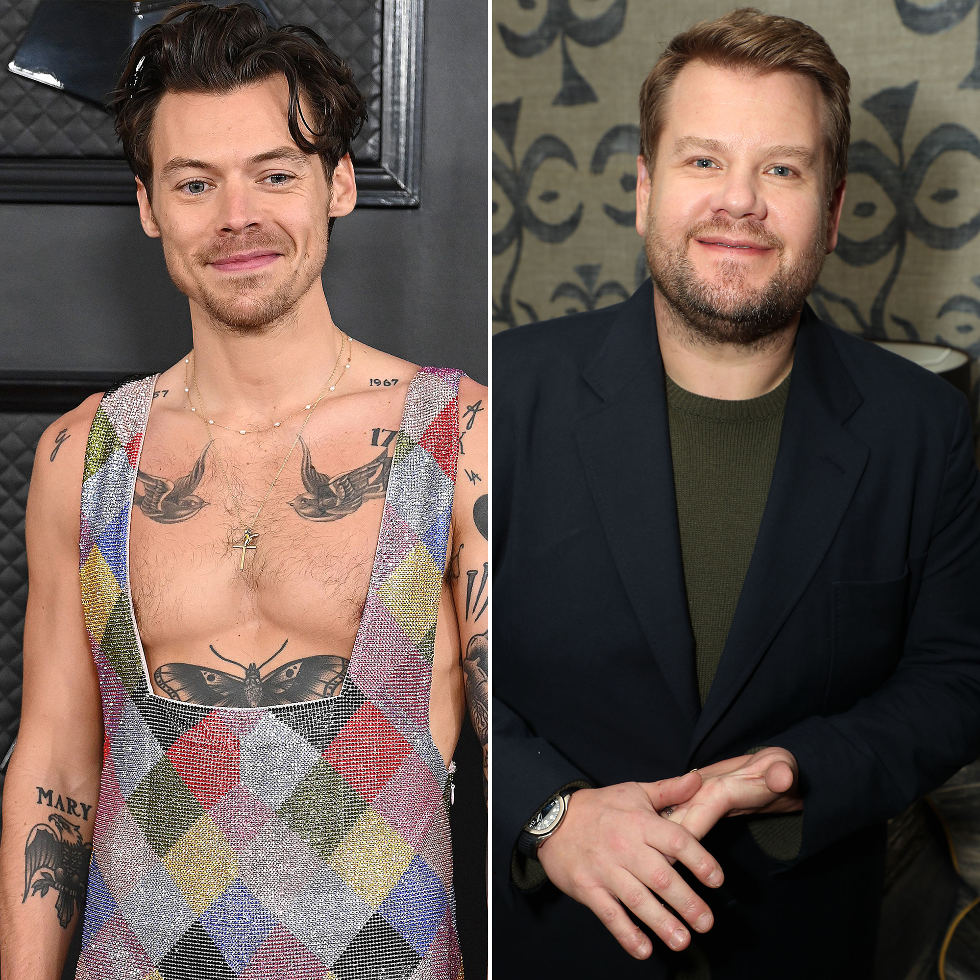 Harry Styles Gets a Tattoo Live on James Cordens Show  Watch Now Photo  901457  Harry Styles James Corden Liam Payne Louis Tomlinson Niall  Horan One Direction Pictures  Just Jared Jr