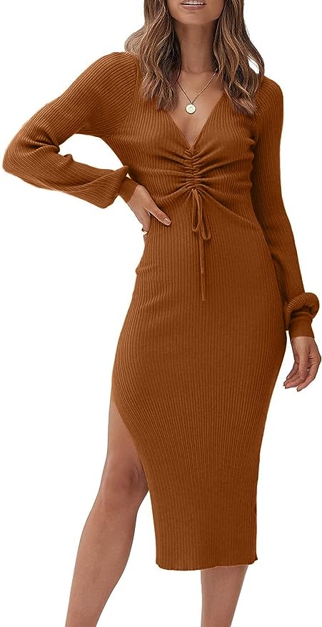 caramel midi dress