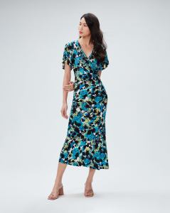 blue floral midi dress