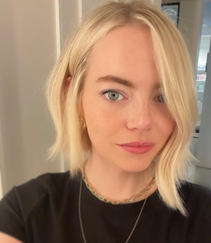 Emma Stone reveals platinum blonde hair and new bob haircut