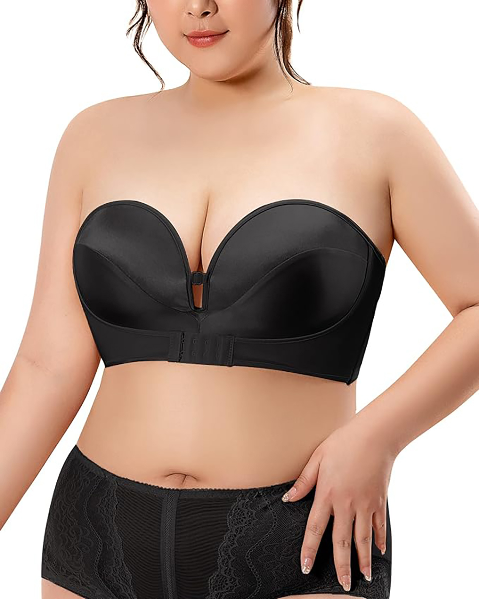 Strapless Bra Plus Size Women Push Up Double Women Plus Size Strapless Bra  Bandeau Tube Removable Padded Top