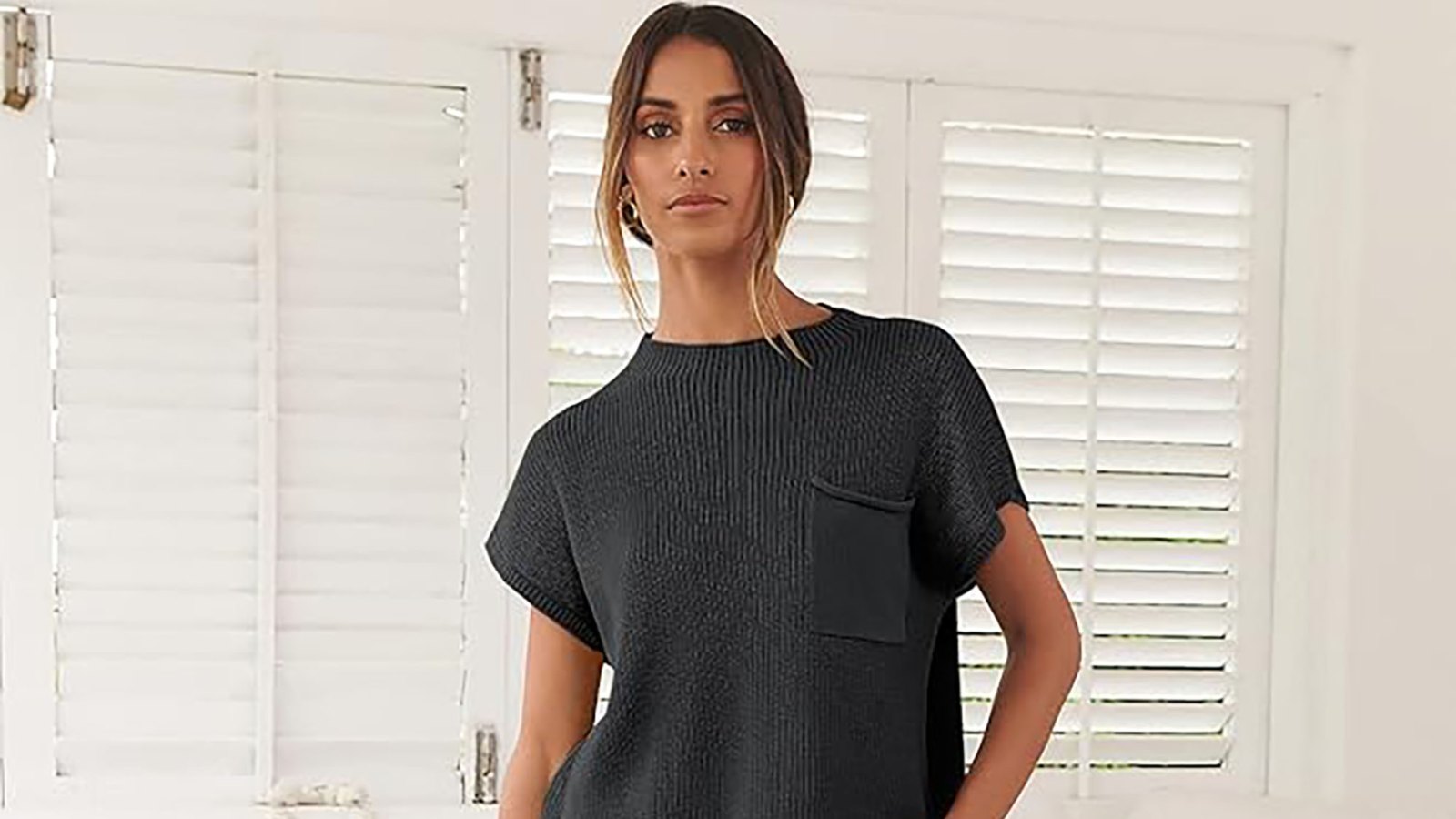 Anrabess Crop Top Wide Leg Pants Knit Sweatsuit Sweater Set – ANRABESS