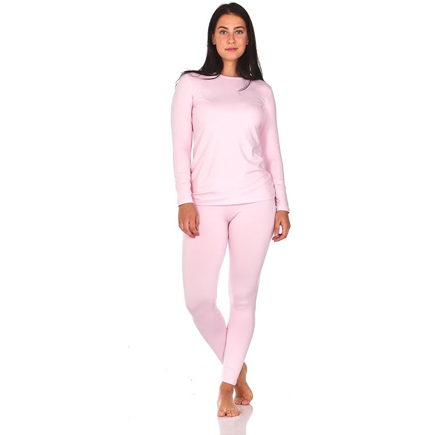 1 Set Woman Thermal Underwear Anti-static Windproof Sleepwear Winter Autumn  Windproof Round Neck Long Sleeve Replacement Dorm Sleepwear Clothes Pink L  