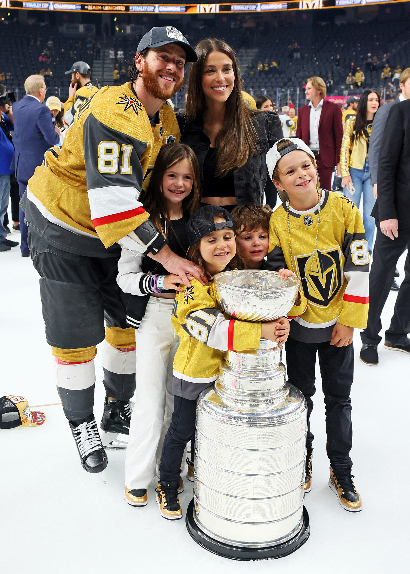 A family poses with their baby in the Stanley Cup during its visit to  News Photo - Getty Images