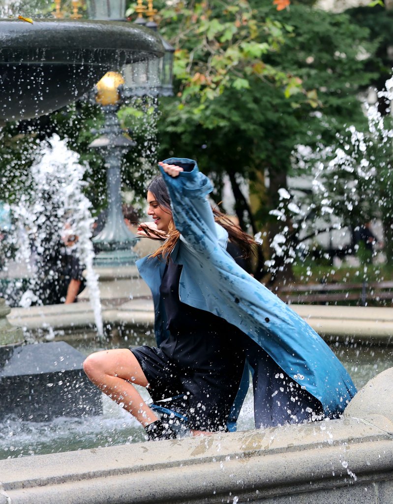 Kendall Jenner Jumps in Fountain Fully Clothed 3