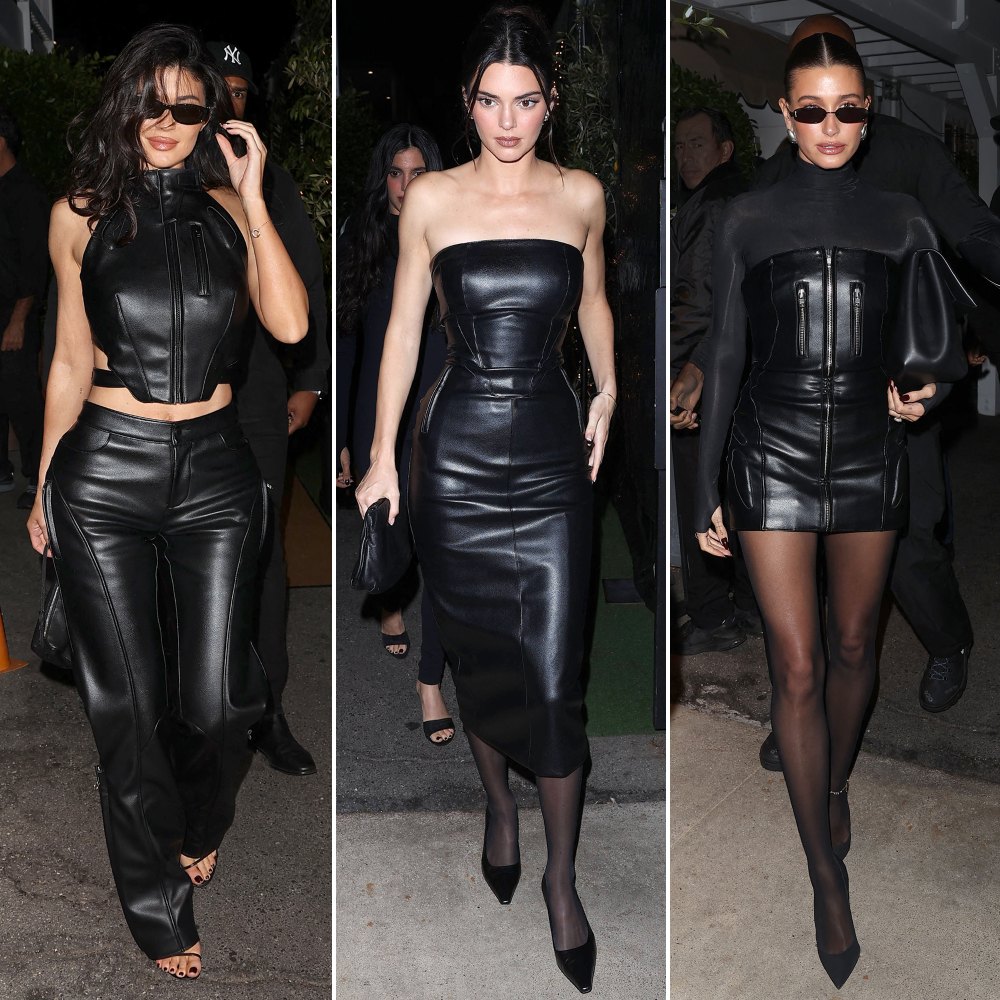 Kylie and Kendall Jenner Coordinate in Leather for Night Out in L.A.