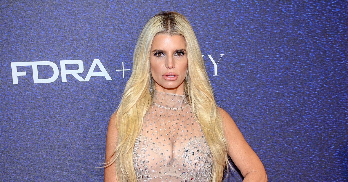 Jessica Simpson Sparkles in Completely Sheer Dress at 2023 FN