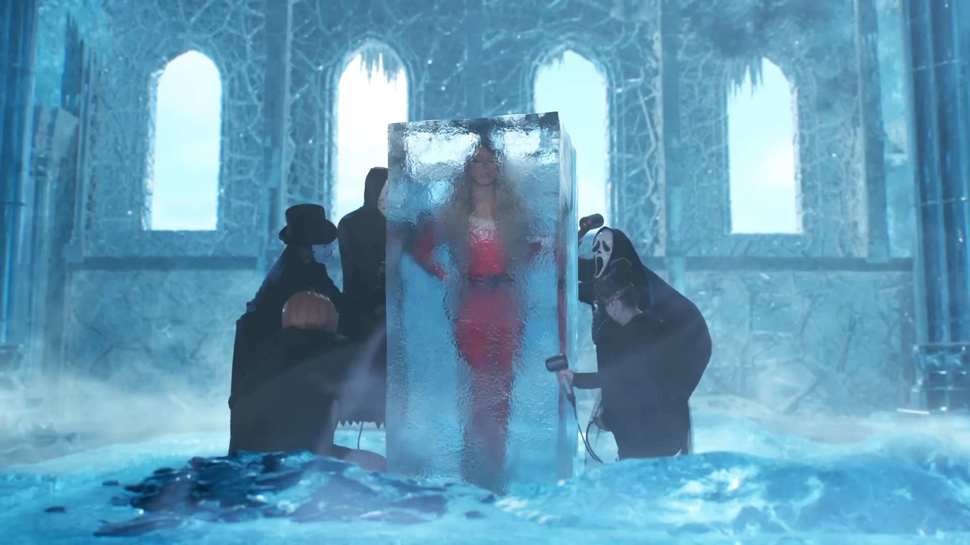 Mariah Carey Emerges from an Ice Block to Welcome the Holiday Season