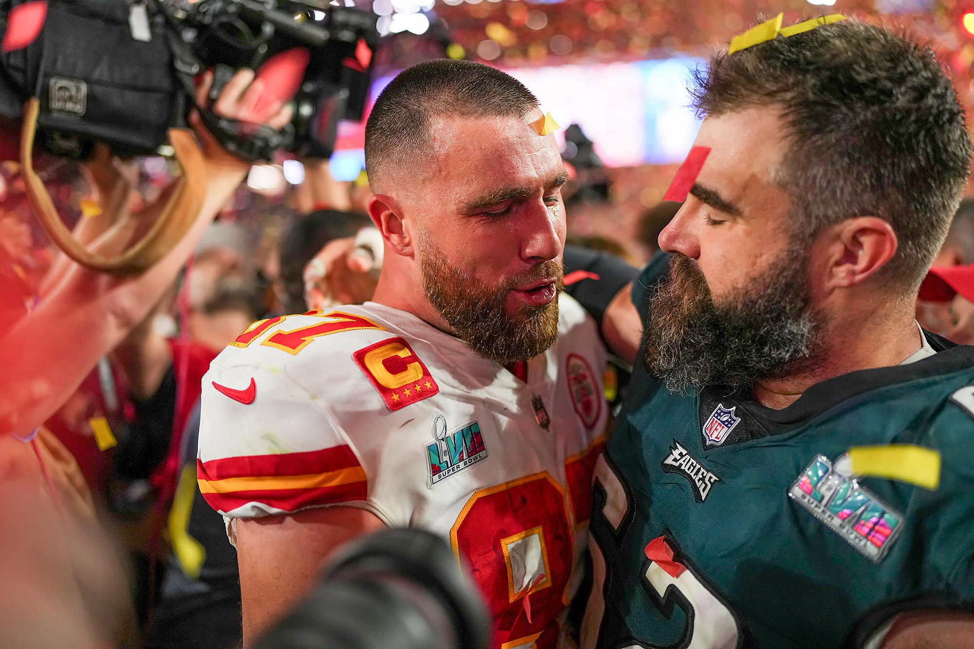 Super Bowl Opening Night highlights: Eagles players speak to media; Donna  Kelce stars