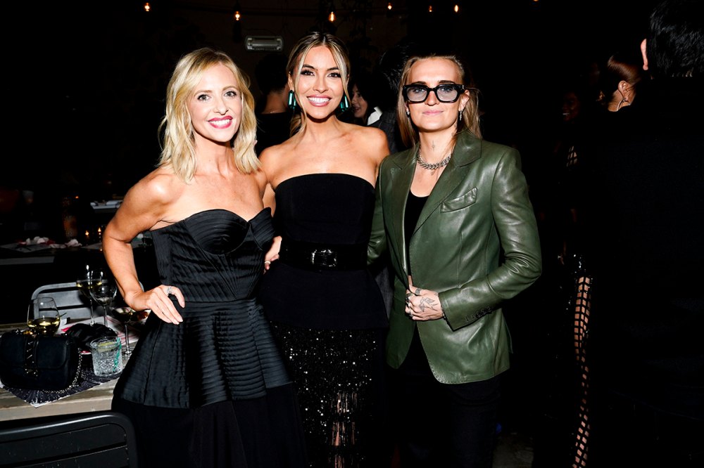 Sarah Michelle Gellar, Chrishell Stause and G Flip at Christian Siriano's 15 Year anniversary celebration in Los Angeles on November 2, 2023.