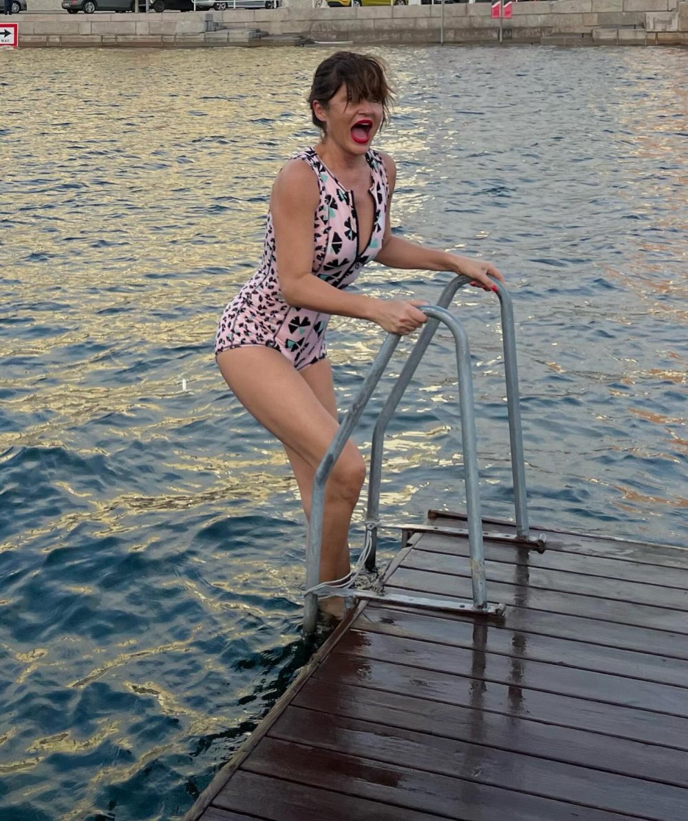 Helena Christensen Celebrates 55 With a Cold Plunge in Pink One-Piece