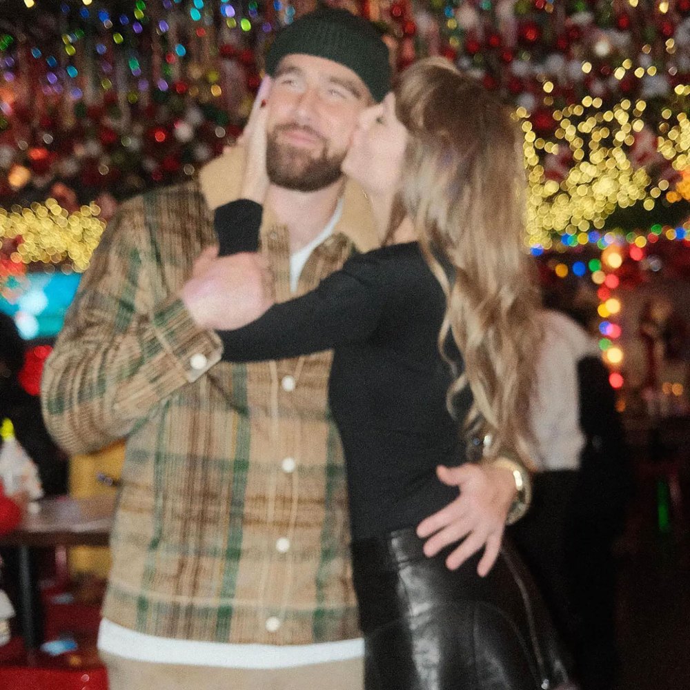 Taylor Swift Adorably Wears Trav Bracelet at Holiday Party With Travis Kelce