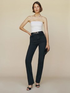 high-waisted jeans