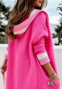 pink striped cardigan