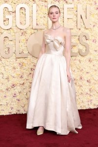 Elle Fanning Red Carpet Arrival Golden Globes 2024