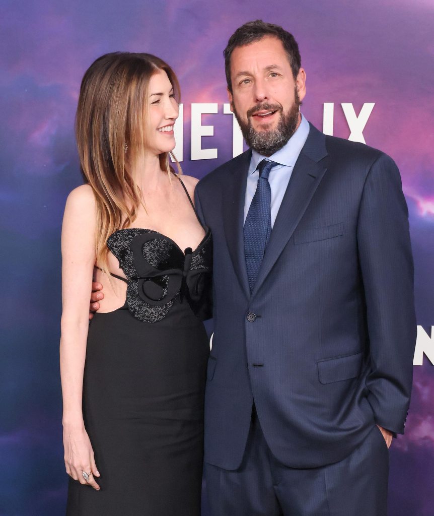 Adam Sandler Sweetly Takes Wife Jackie and Daughters to Spaceman Premiere in Los Angeles