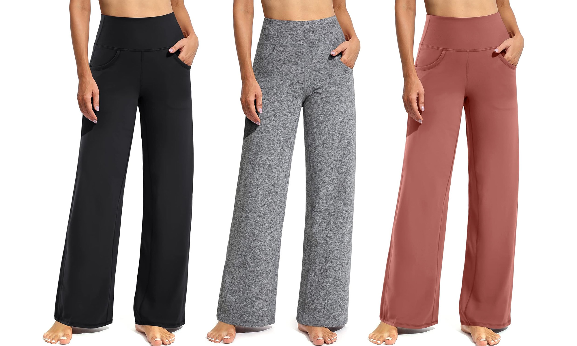 Promover Wide Leg Pants for Women Yoga Pants with Pockets High