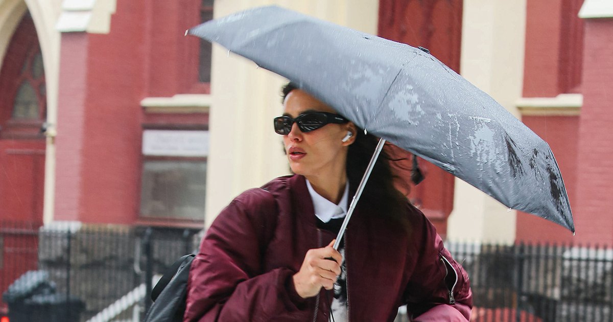 Get Irina Shayk’s Rainy Day Style With This Chic Bomber Jacket