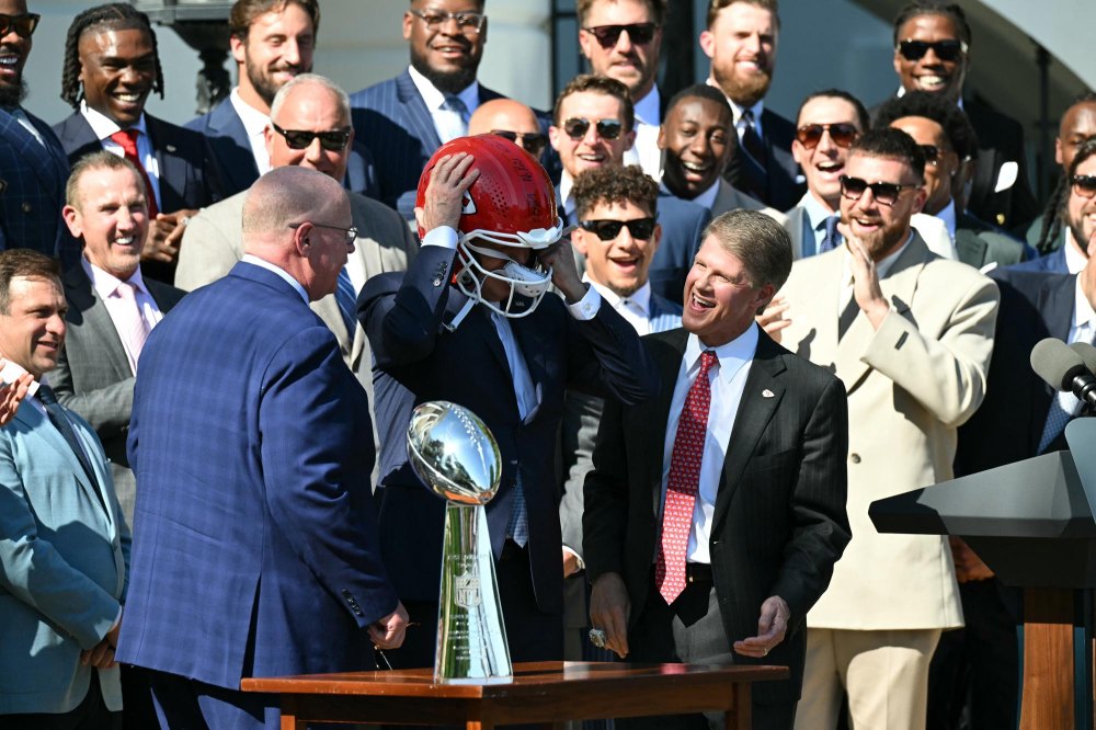 Los jefes de los Kansas City Chiefs celebran su victoria en el Super Bowl en la Casa Blanca