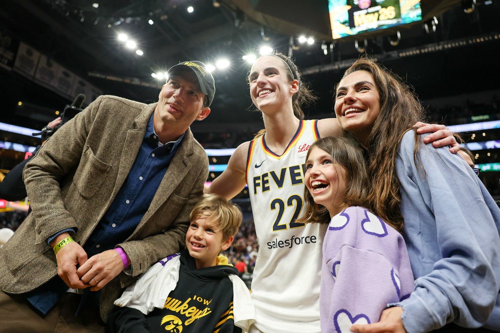 Ashton Kutcher and Mila Kunis' kids are in tears as they meet Indiana Fever's Caitlin Clark