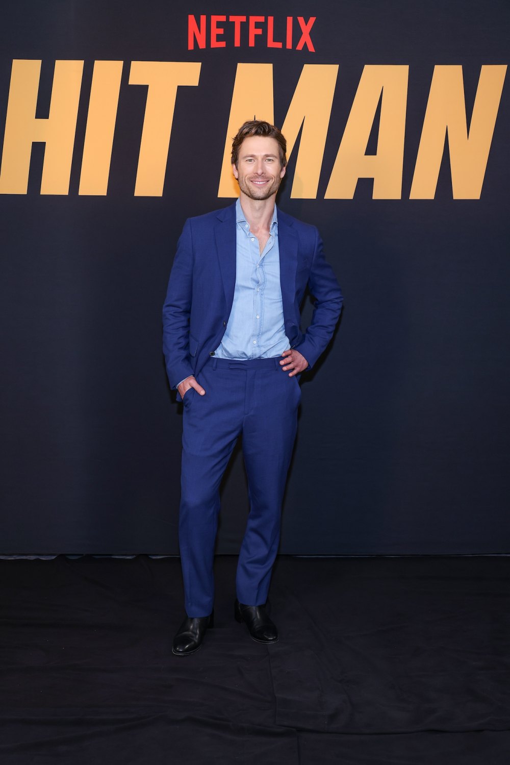 GettyImages-2153438959 Glen Powell at Hit Man photo call