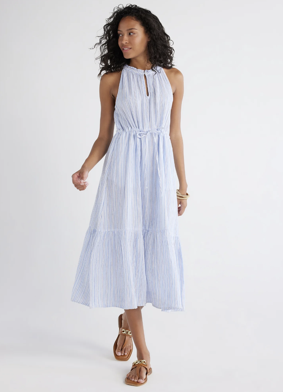 Time and Tru Women's and Women's Plus Midi Double Cloth Dress