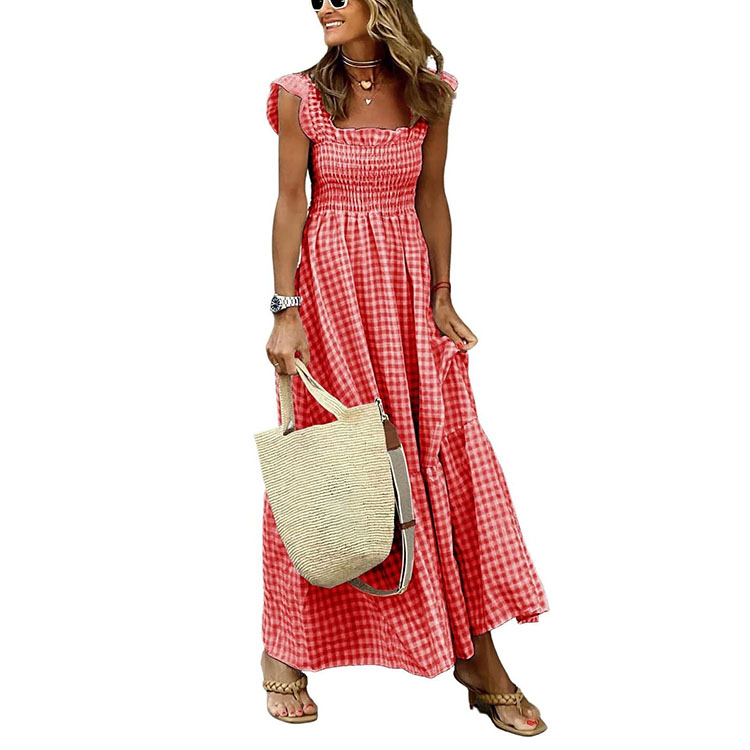 gingham maxi dress