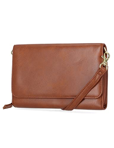 Mundi RFID Crossbody Bag For Women Anti Theft Travel Purse Handbag Wallet Vegan Leather (Brown Sugar)