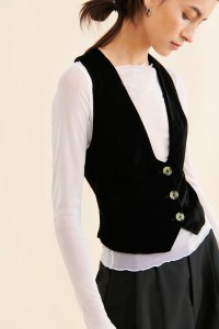 Free People Libby Cropped Velvet Vest 