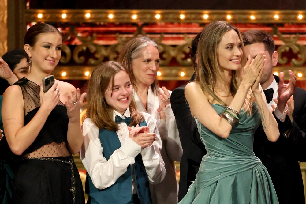 Vivienne Jolie, Angelina Jolie and cast and crew accept the Best Musical award for 