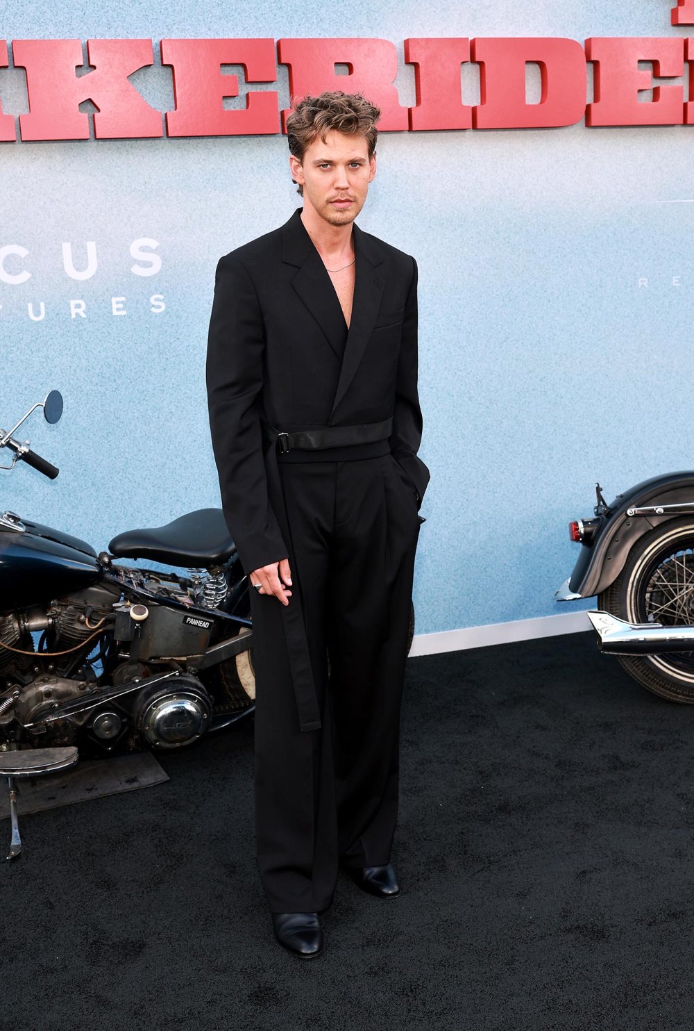 Austin Butler Wears Cropped Suit Picked Out by GF Kaia Gerber at The Bikeriders Premiere
