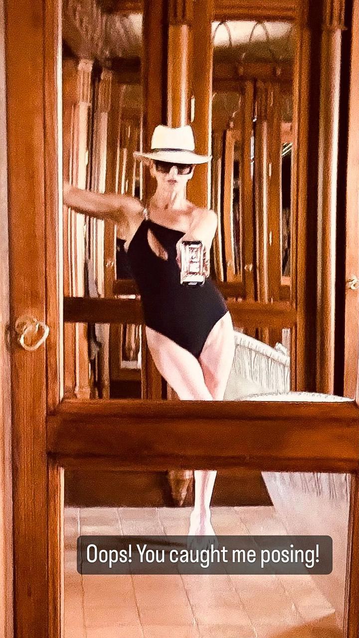 Catherine Zeta Jones 54 Shows Off Her Summer Body in Sexy Black Swimsuit Caught Me Posing 940