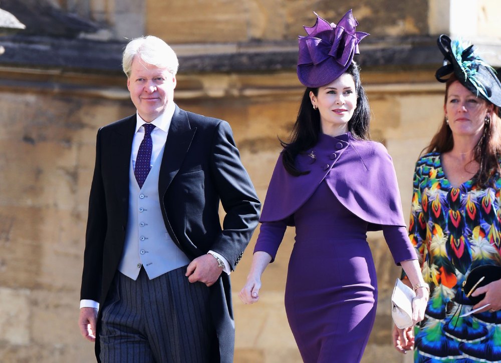 Charles Spencer, 9th Earl Spencer (L) and his wife, Karen Spencer arrive for the wedding ceremony of Britain's Prince Harry, Duke of Sussex and US actress Meghan Markle at St George's Chapel, Windsor Castle, in Windsor, on May 19, 2018. (Photo by Chris Jackson / POOL / AFP) (Photo credit should read CHRIS JACKSON/AFP via Getty Images)