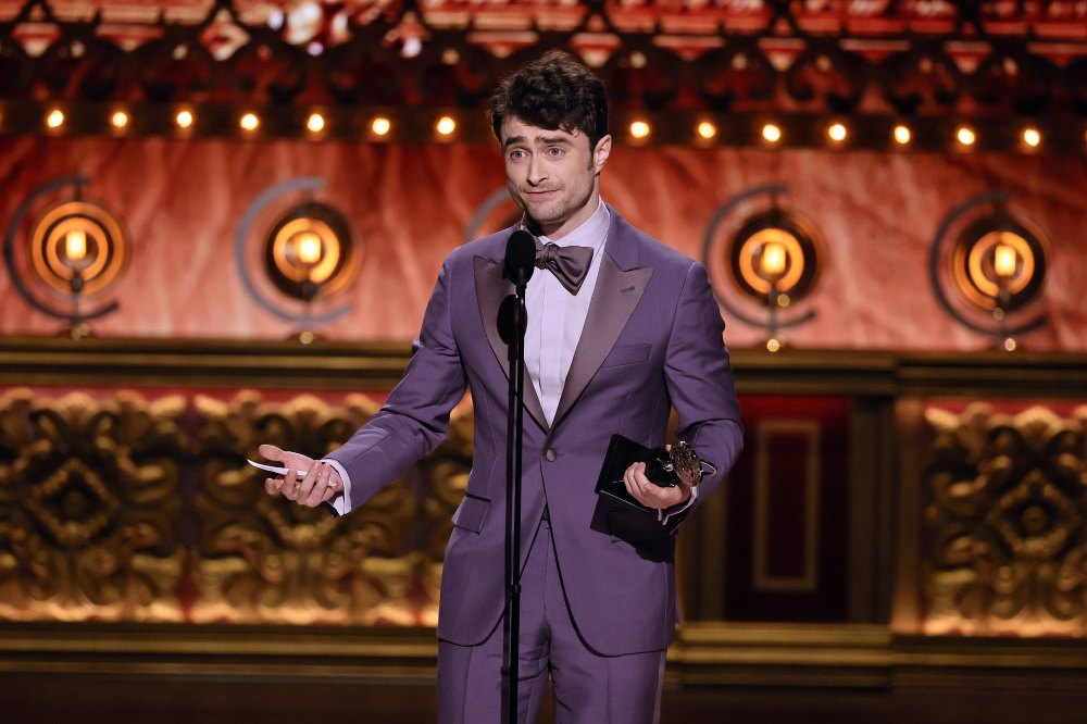 NEW YORK, NEW YORK - JUNE 16: Daniel Radcliffe accepts the Best Performance by an Actor in a Featured Role in a Musical award for "Merrily We Roll Along" onstage during The 77th Annual Tony Awards at David H. Koch Theater at Lincoln Center on June 16, 2024 in New York City. (Photo by Theo Wargo/Getty Images for Tony Awards Productions)